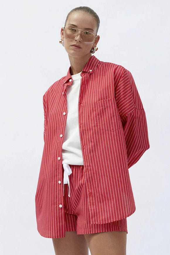 BLANCA Womens Jerico Shirt - Red /White Stripe, WOMENS TOPS & SHIRTS, BLANCA, Elwood 101