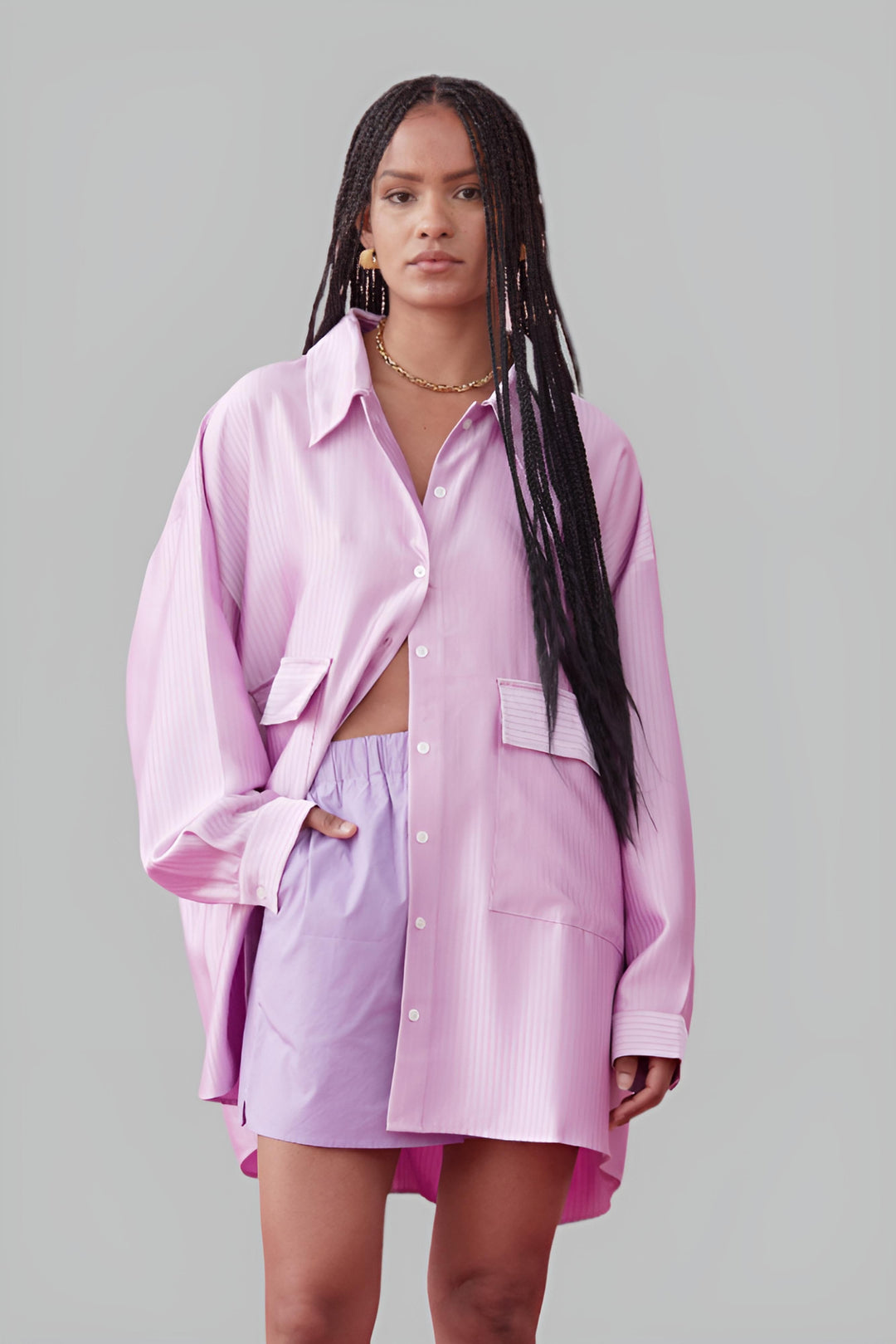 BLANCA Womens Knox Stripe Shirt in Lilac, WOMENS TOPS & SHIRTS, BLANCA, Elwood 101