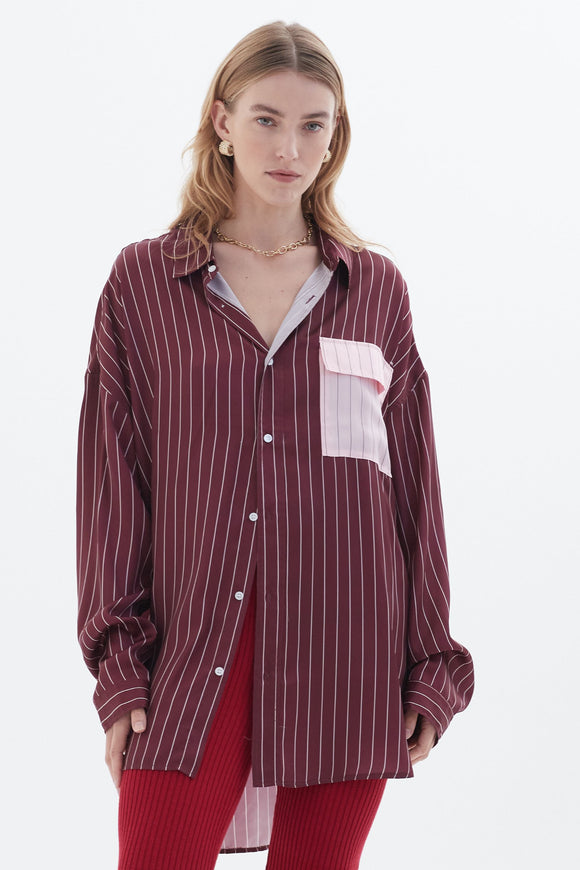 BLANCA Womens Felicia Shirt Burgundy / Pink, WOMENS TOPS & SHIRTS, BLANCA, Elwood 101