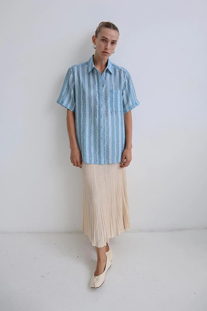 BLANCA Womens Micola Shortsleeve Shirt - Blue, WOMENS TOPS & SHIRTS, BLANCA, Elwood 101