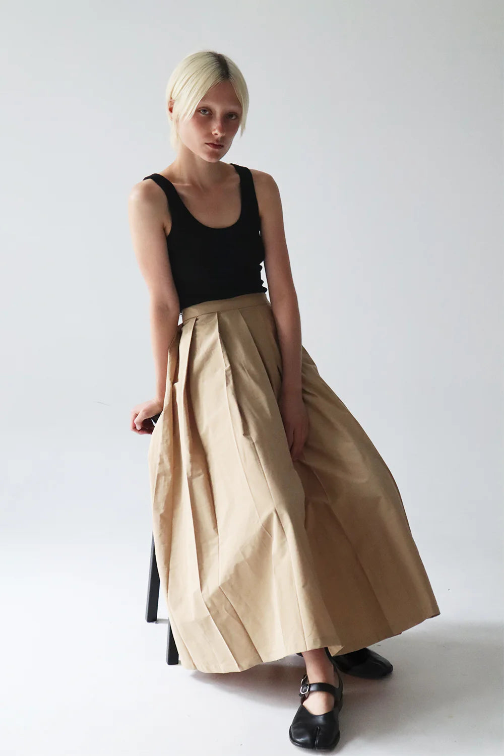 BLANCA STUDIO Womens Brooke Pleated Skirt - Tan, WOMENS SKIRTS, BLANCA, Elwood 101