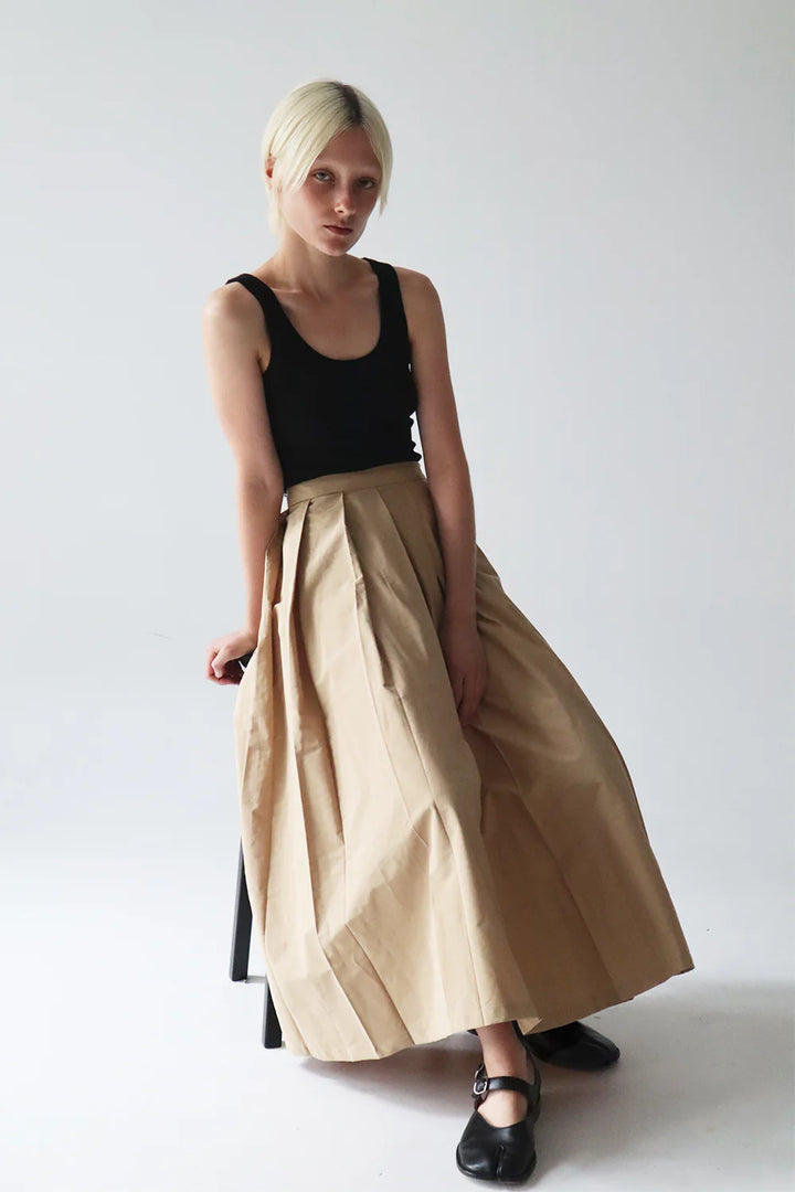 BLANCA STUDIO Womens Brooke Pleated Skirt - Tan, WOMENS SKIRTS, BLANCA, Elwood 101