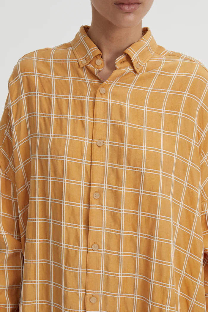 BLANCA Tommy Shirt Mustard Check Oversized Women's Shirt | Elwood 101
