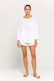 BY RIDLEY Womens Lina Linen Top - White, WOMENS TOPS & SHIRTS, BY RIDLEY, Elwood 101