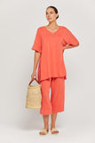 BY RIDLEY Womens Teresa Linen Top - Coral, WOMENS TOPS & SHIRTS, BY RIDLEY, Elwood 101