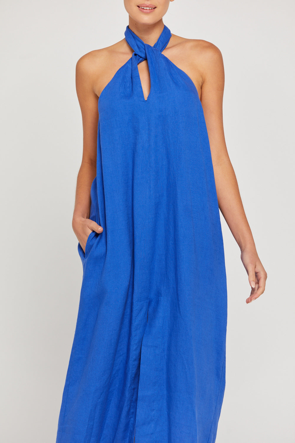 BY RIDLEY Womens Zariyah Linen Dress - Royal Blue M/ Au 10 / Royal Blue BY RIDLEY Womens Zariyah Linen Dress - Royal Blue M/ Au 10 / Royal Blue