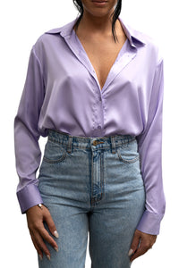 EFFIE KATS Womens Satin Wrap Shirt Lavender, WOMENS TOPS & SHIRTS, EFFIE KATS, Elwood 101