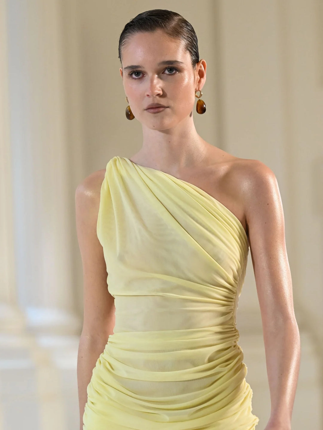 EFFIE KATS Womens Sabine Mini Dress in Lemon