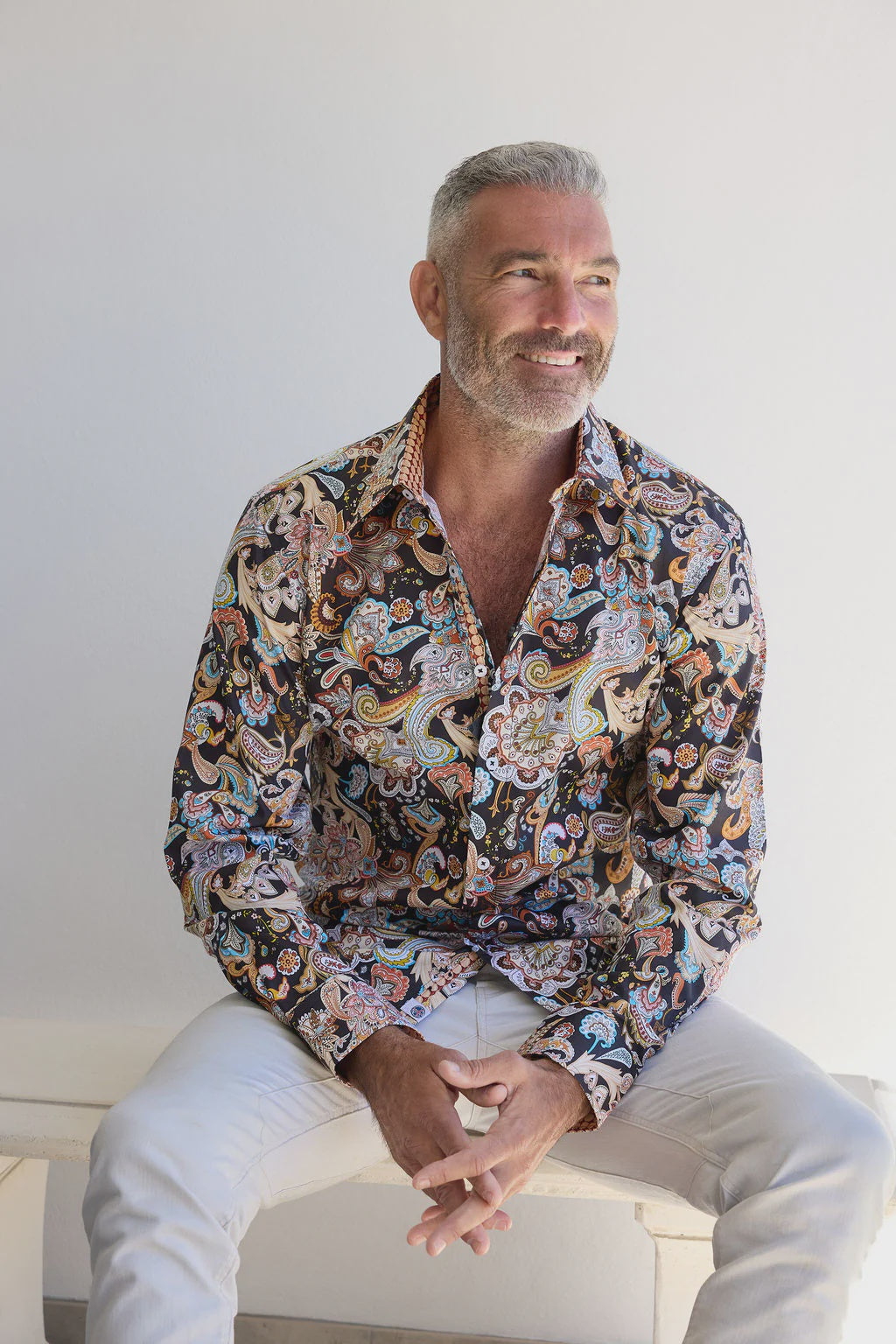 ENGLISH LAUNDRY Mens Bournemouth Long Sleeve Paisley Shirt in Black, MENS SHIRTS, ENGLISH LAUNDRY, Elwood 101