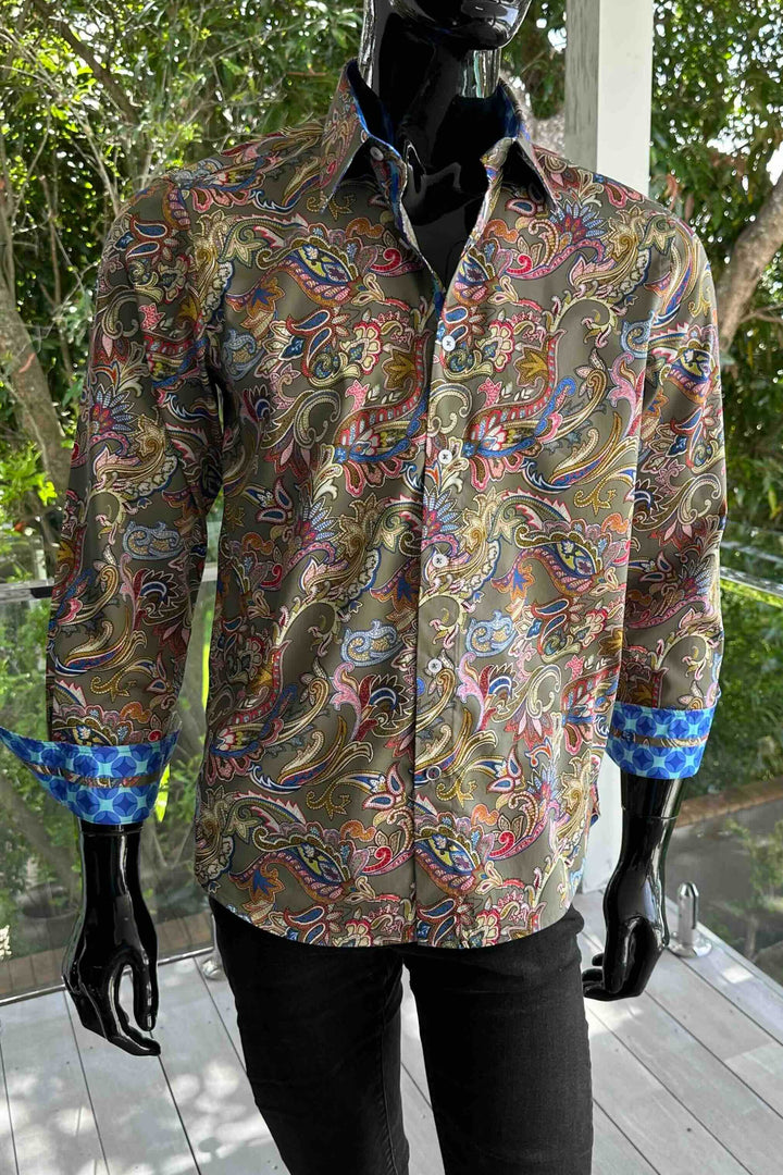 ENGLISH LAUNDRY Mens Villa Long Sleeve Shirt in Jungle Paisley, MENS SHIRTS, ENGLISH LAUNDRY, Elwood 101