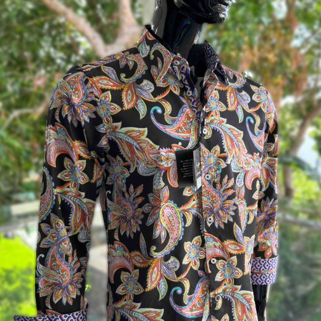 ENGLISH LAUNDRY Mens Bolton Long Sleeve Shirt in Black Paisley, MENS SHIRTS, ENGLISH LAUNDRY, Elwood 101