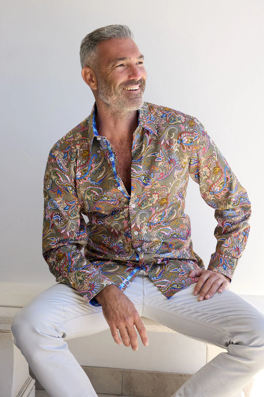 ENGLISH LAUNDRY Mens Villa Long Sleeve Shirt in Jungle Paisley, MENS SHIRTS, ENGLISH LAUNDRY, Elwood 101