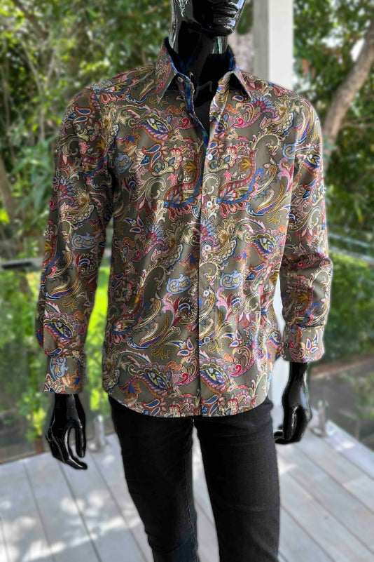ENGLISH LAUNDRY Mens Villa Long Sleeve Shirt in Jungle Paisley, MENS SHIRTS, ENGLISH LAUNDRY, Elwood 101