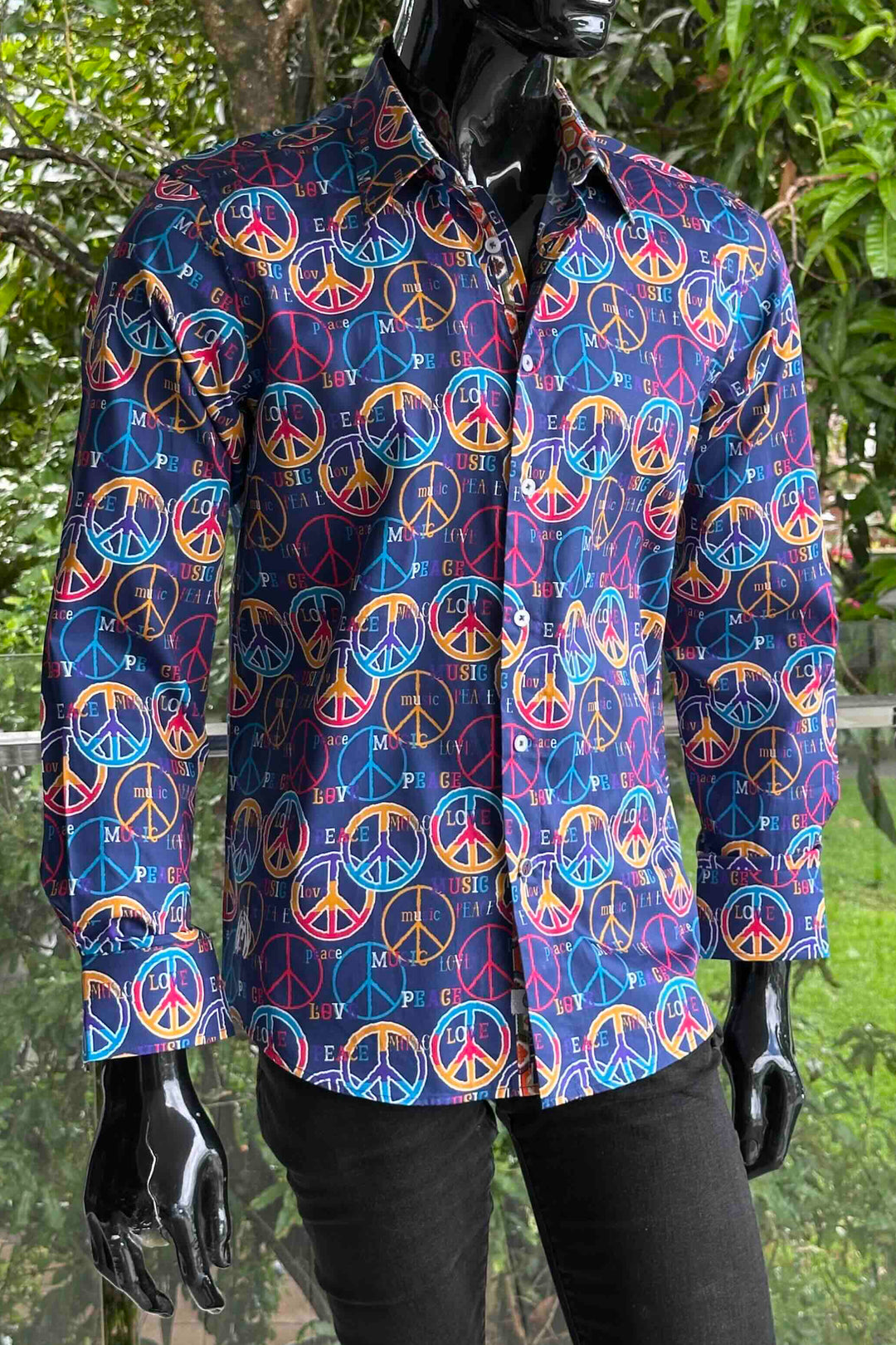ENGLISH LAUNDRY Mens Wembly Long Sleeve Shirt in Peace Print, MENS SHIRTS, ENGLISH LAUNDRY, Elwood 101