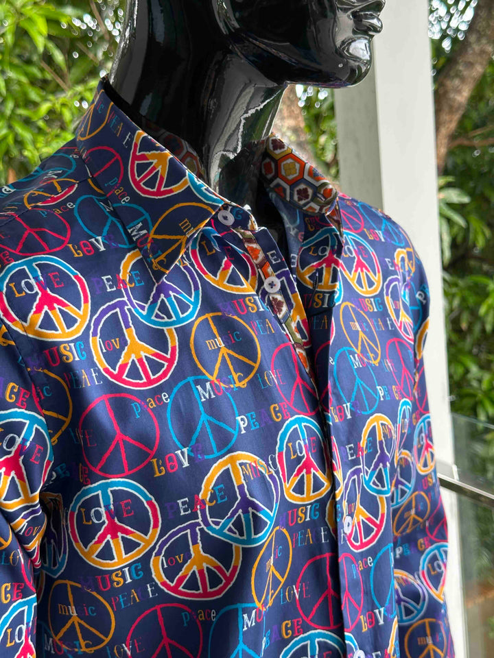 ENGLISH LAUNDRY Mens Wembly Long Sleeve Shirt in Peace Print, MENS SHIRTS, ENGLISH LAUNDRY, Elwood 101
