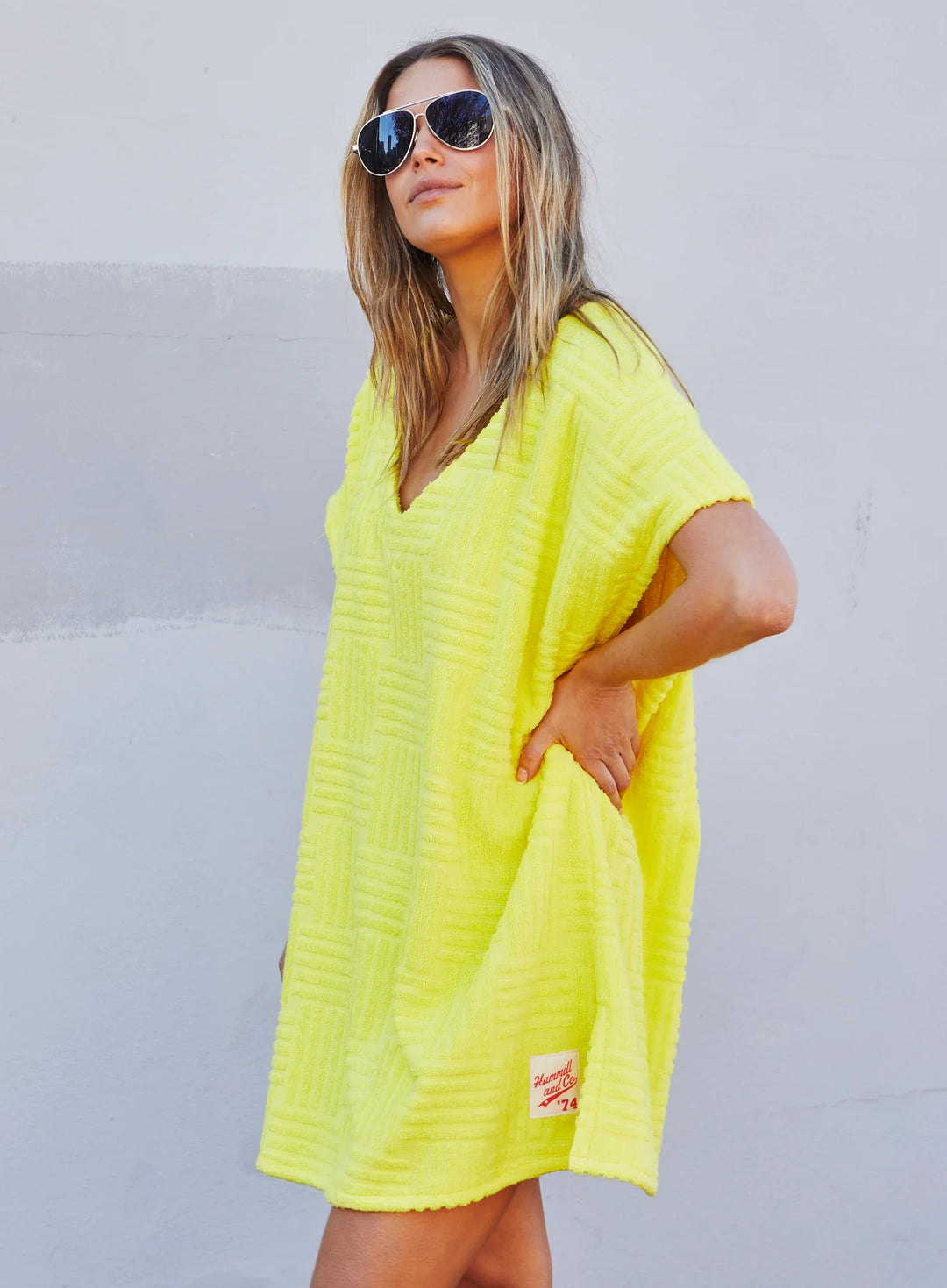 HAMILL & CO Womens Salt & Sunshine Towelling Cover Up Dress in Yellow