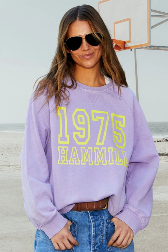 HAMMILL & CO Womens 1975 Hammill & Co Logo Vintage Wash Sweat - Washed Mauve