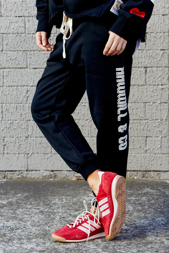 HAMMILL & CO Womens Black Logo Track Pants - Black
