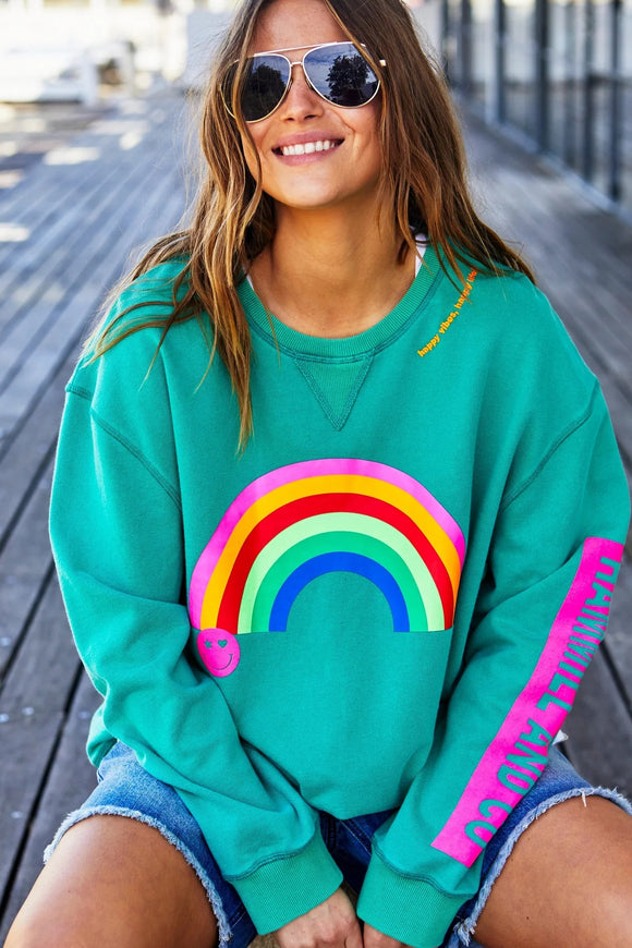 HAMMILL & CO Womens Vintage Rainbow Sweat - Jade, WOMENS KNITS & SWEATERS, CAT HAMMILL, Elwood 101