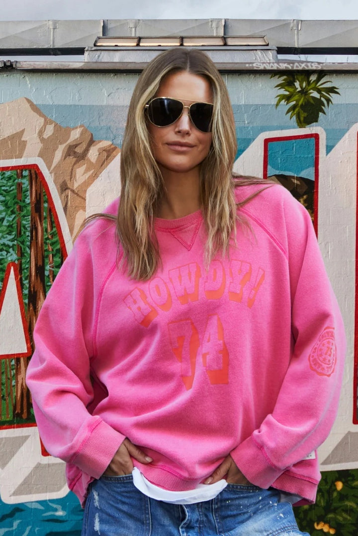 HAMMILL & CO Womens Vintage Howdy Sweat Washed Pink