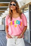 HAMMILL & CO Womens Frenchie V- Neck Tee - Pink Marle, WOMENS TEES & TANKS, CAT HAMMILL, Elwood 101