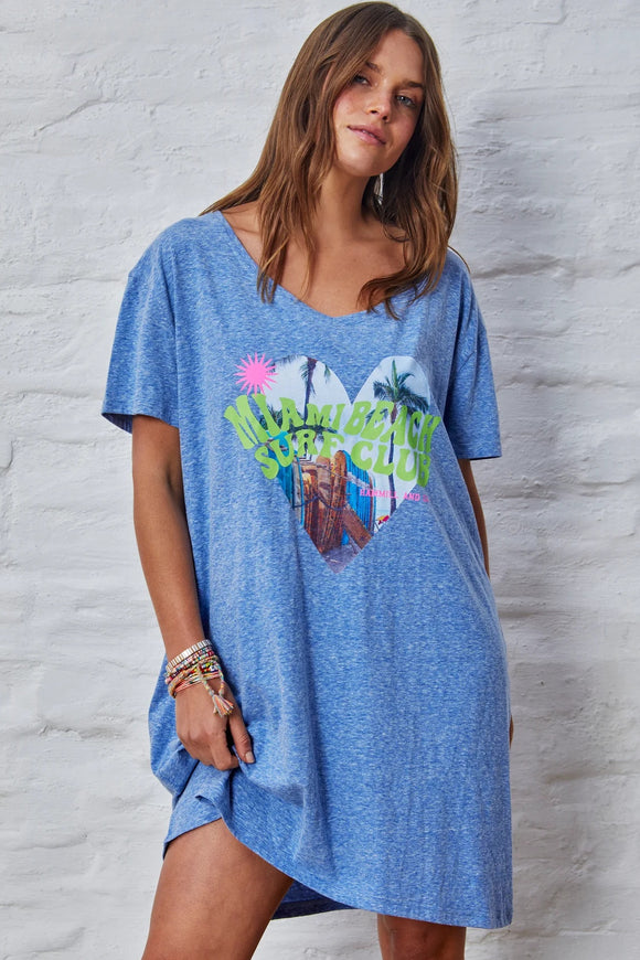 HAMMILL & Co Womens Miami Jersey Tee Dress - Blue Marle, WOMENS TEES & TANKS, CAT HAMMILL, Elwood 101