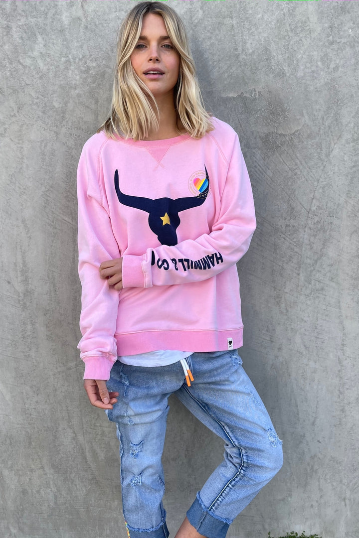 HAMMILL & CO Womens Pastel Heritage Bull Sweat in Pink