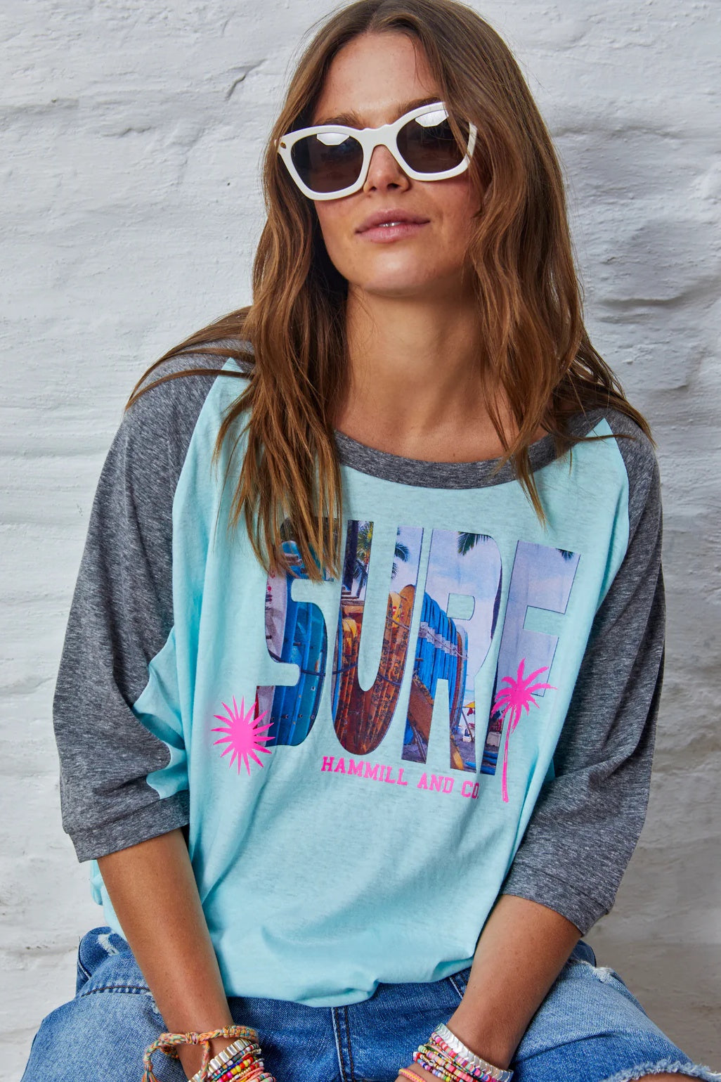 Surf Raglan Tee in Aqua Surf Raglan Tee in Aqua