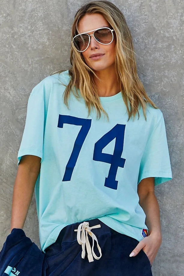 Pre Order HAMMILL & CO Womens 74 Graphic Tee in Pale Blue