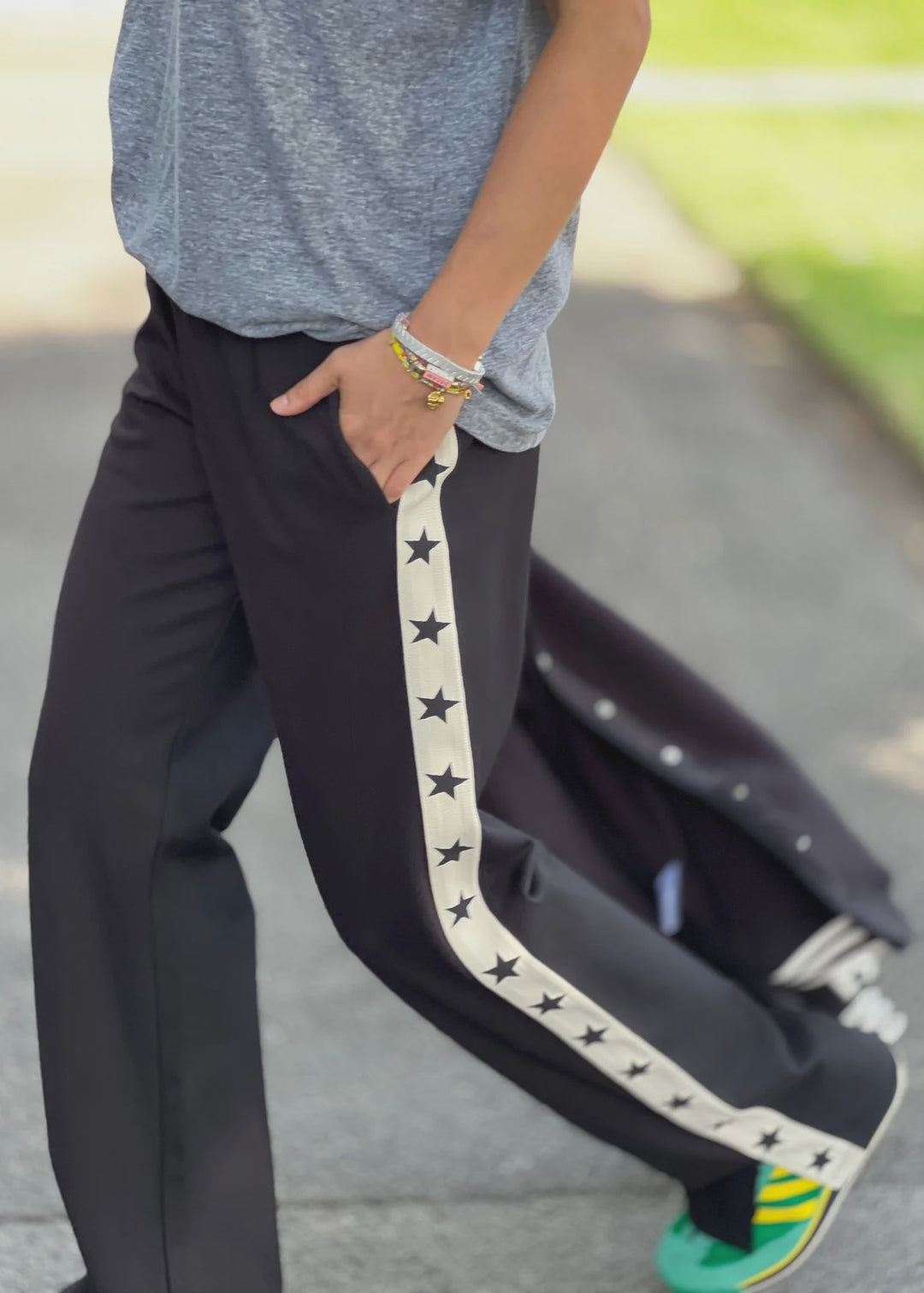 HAMMILL & CO Womens Varsity Star Sport Pant in Black, WOMENS TRACK PANTS, CAT HAMMILL, Elwood 101