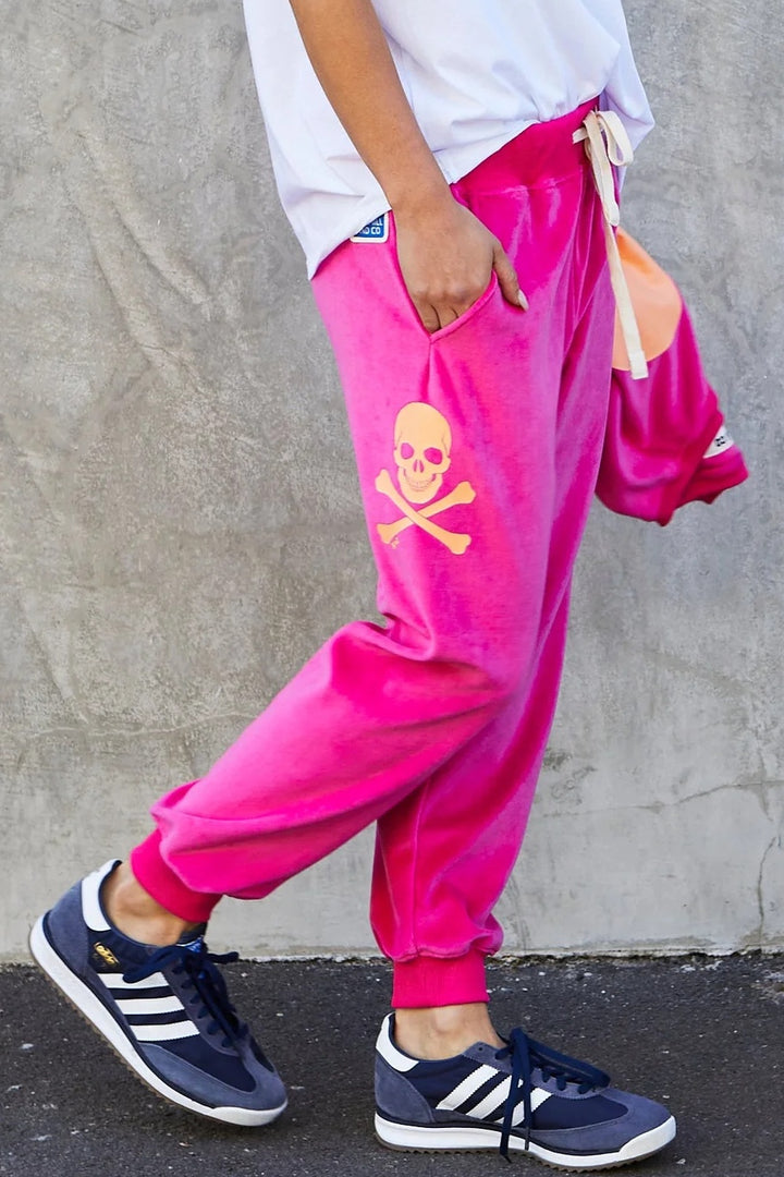 Pre Order HAMMILL & CO Womens Velour Track Pants in Pink