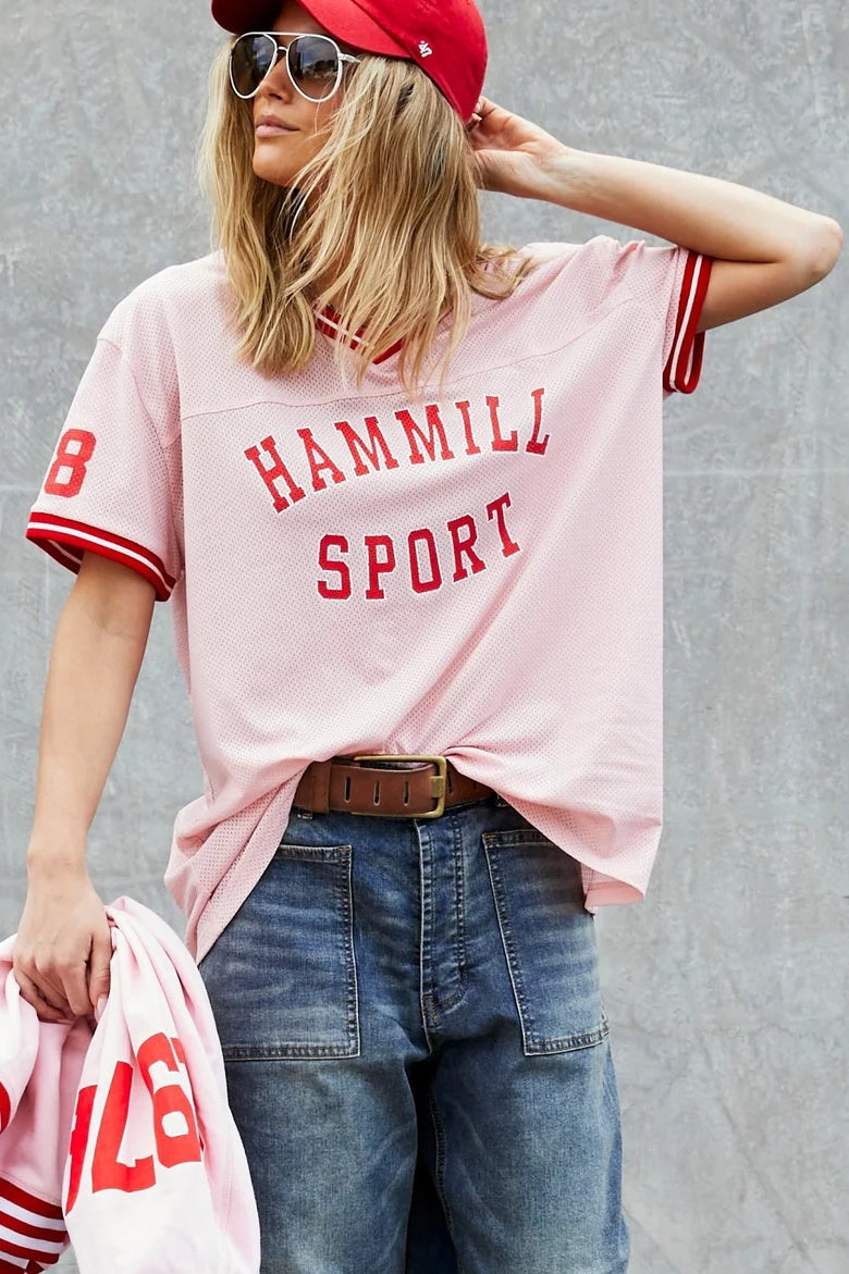 HAMMILL & Co Womens 74 Retro Mesh Tee in Pink, WOMENS TEES & TANKS, CAT HAMMILL, Elwood 101