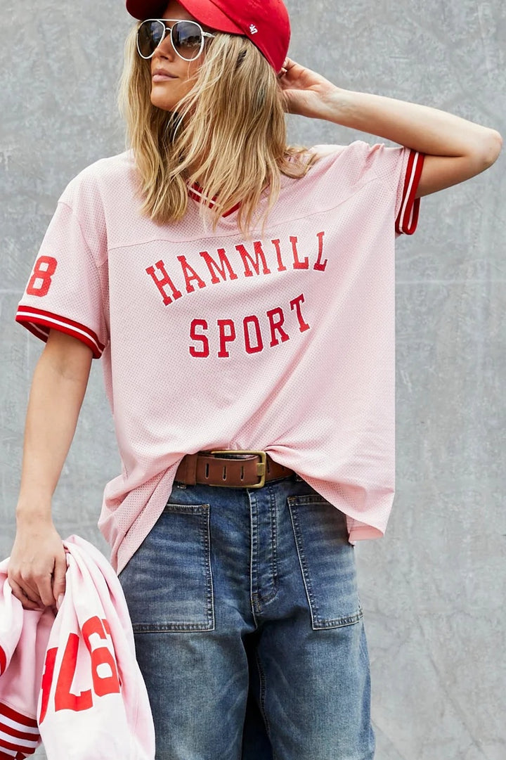 HAMMILL & Co Womens 74 Retro Mesh Tee in Pink, WOMENS TEES & TANKS, CAT HAMMILL, Elwood 101