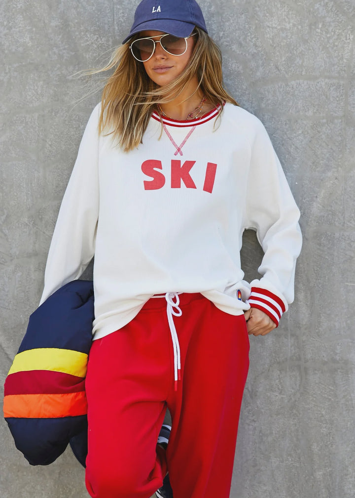 HAMMILL & Co Womens Ski Long Sleeve Tee in Natural/Red, WOMENS TEES & TANKS, CAT HAMMILL, Elwood 101