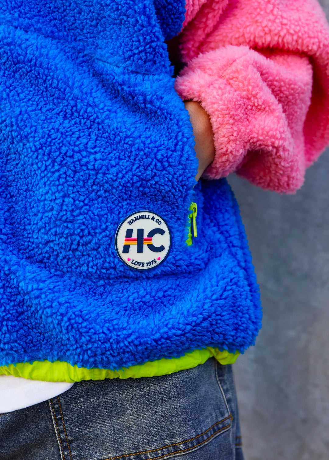 HAMMILL & CO Womens 1974 Vintage Polar Fleece in Hot Pink/Royal Blue, WOMENS KNITS & SWEATERS, CAT HAMMILL, Elwood 101