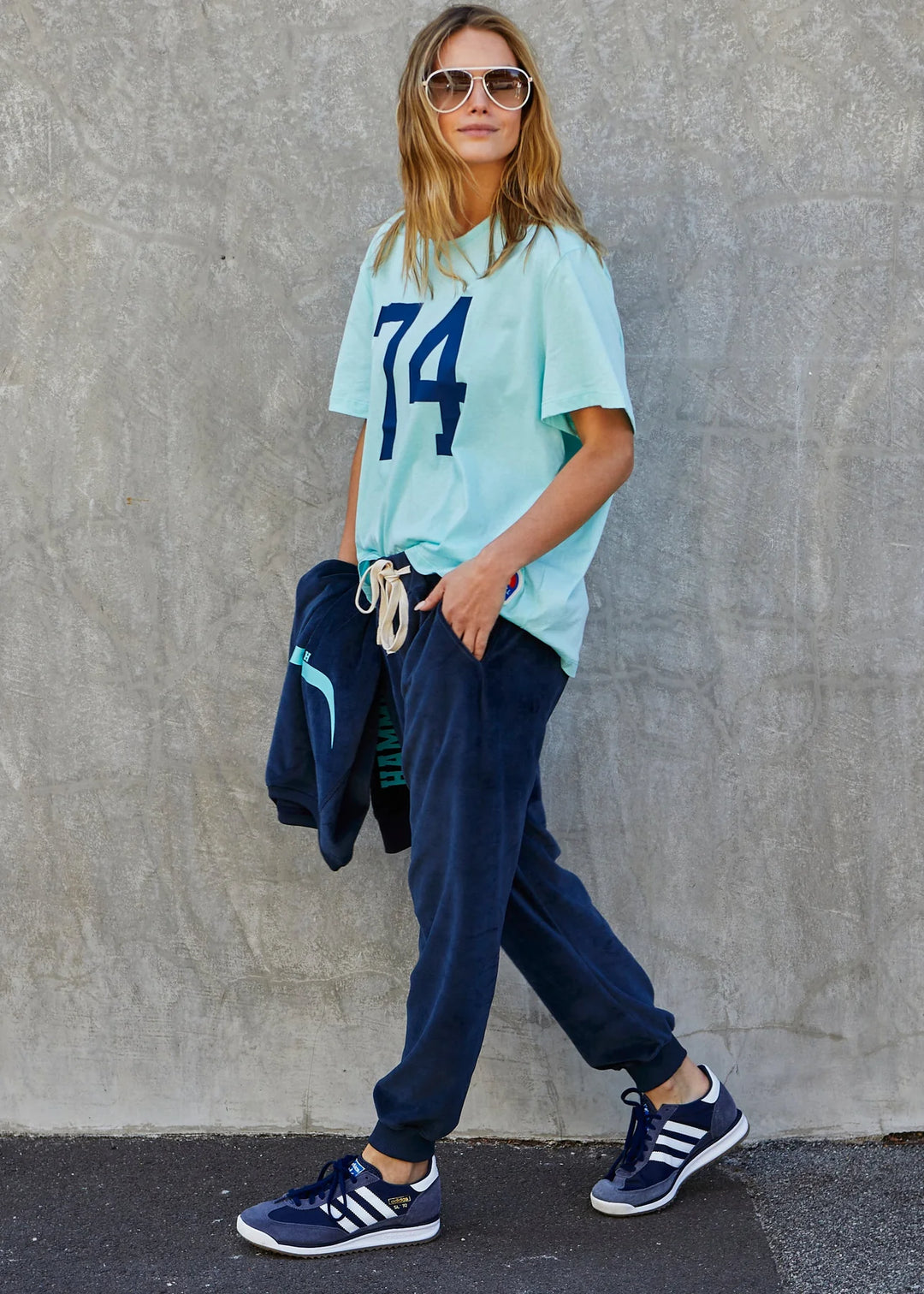 Pre Order HAMMILL & CO Womens 74 Graphic Tee in Pale Blue