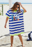 HAMMILL & CO Womens Beach Stripe Sweat Dress - Royal & White, WOMENS DRESSES, CAT HAMMILL, Elwood 101