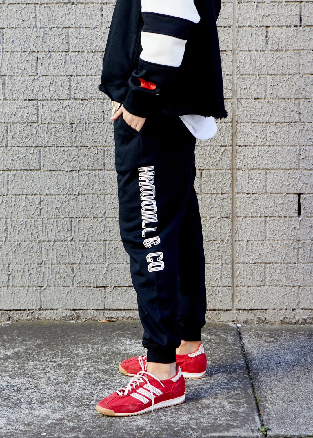 HAMMILL & CO Womens Black Logo Track Pants - Black, WOMENS TRACK PANTS, CAT HAMMILL, Elwood 101