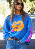 HAMMILL & CO Womens Bonjour Washed Blue Sweat