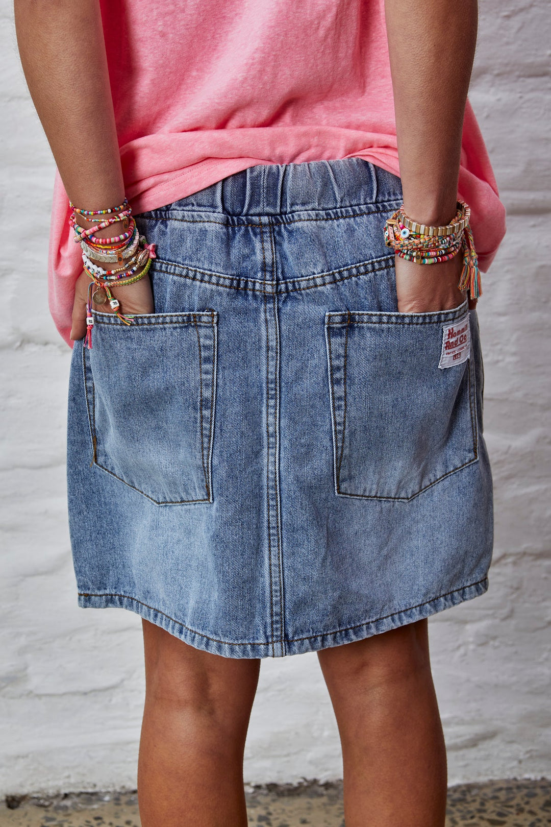 HAMMILL & CO Womens Denim Skirt with Elastic Waist & Drawcord - Stonewash Denim, WOMENS SKIRTS, CAT HAMMILL, Elwood 101