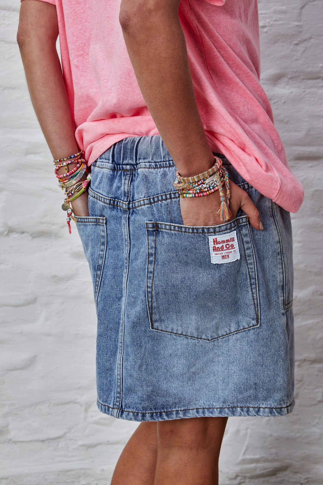 HAMMILL & CO Womens Denim Skirt with Elastic Waist & Drawcord - Stonewash Denim, WOMENS SKIRTS, CAT HAMMILL, Elwood 101
