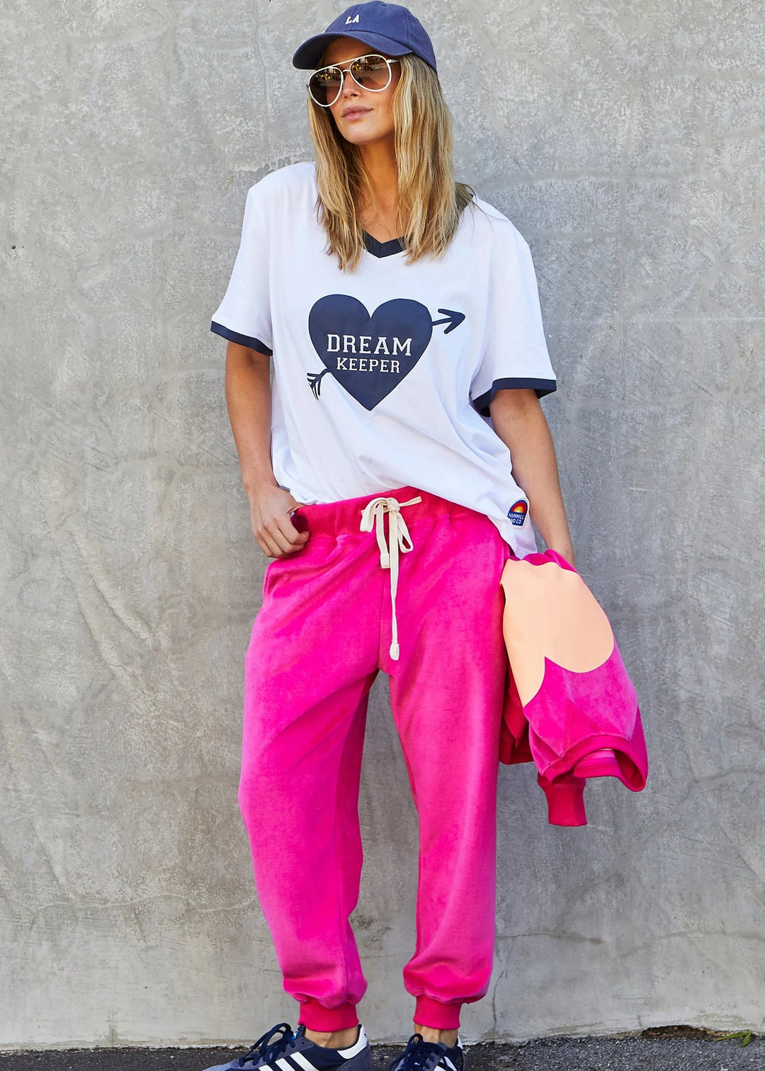 Pre Order HAMMILL & CO Womens Dream Keeper Ringer Tee in White/Navy