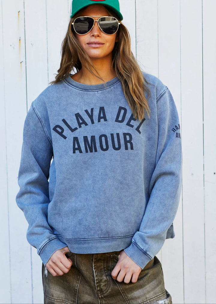 HAMMILL & CO Womens Faded Grey Playa Del Amour Sweat, WOMENS KNITS & SWEATERS, CAT HAMMILL, Elwood 101