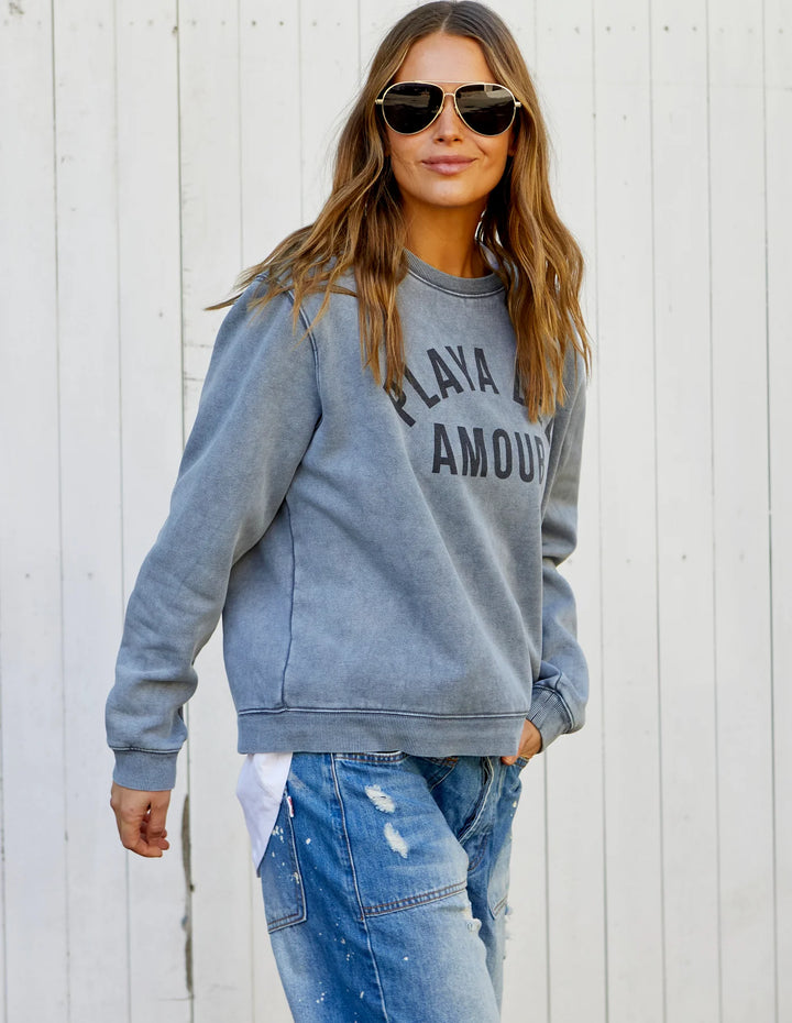 HAMMILL & CO Womens Faded Grey Playa Del Amour Sweat, WOMENS KNITS & SWEATERS, CAT HAMMILL, Elwood 101