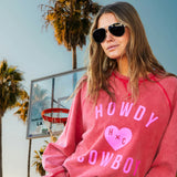 HAMMILL & CO Womens Howdy Cowboy Vintage Wash Sweat - Washed Red