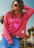 HAMMILL & CO Womens Howdy Cowboy Vintage Wash Sweat - Washed Red