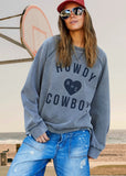 HAMMILL & CO Womens Howdy Cowboy Vintage Wash Sweat - Washed Black