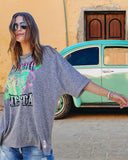 HAMMILL & CO Womens Mexican Fiesta Oversized Tee - Charcoal Marle, WOMENS TEES & TANKS, CAT HAMMILL, Elwood 101