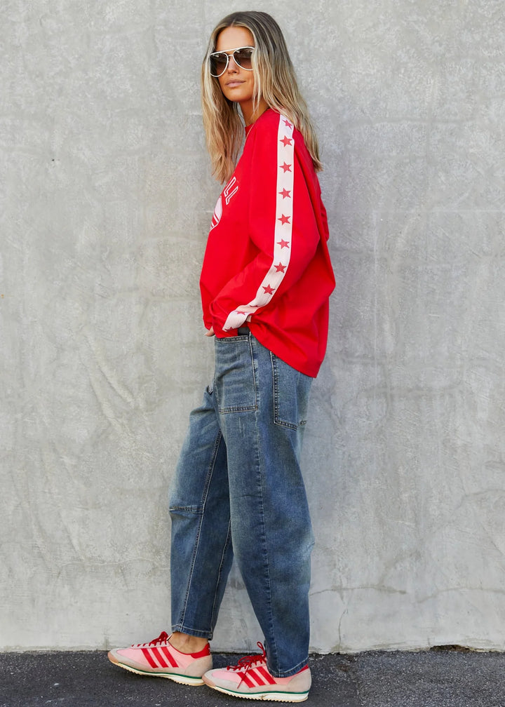 HAMMILL & CO Womens Pickleball Long Sleeve Tee in Red, WOMENS TEES & TANKS, CAT HAMMILL, Elwood 101