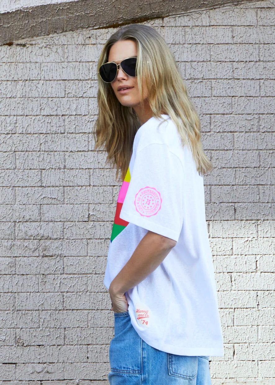 HAMMILL & CO Womens Rainbow Heart Tee in White